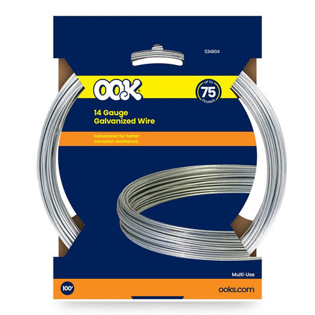 Hillman 50142 Utility Wire, 100 ft L, 14 ga Gauge, Steel, Galvanized, Pack of 8