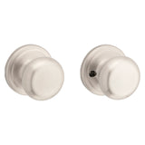 Kwikset 720J 15CP6AL Passage Knob, Juno, Mushroom, 2-5/8 in H x 2-5/8 in W Dimensions, Zinc, Satin Nickel