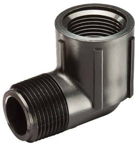 Rain Bird SWGS075S Pipe Elbow, 3/4 x 3/4 in Connection, MNPT x FNPT, Plastic/Polyethylene, Black