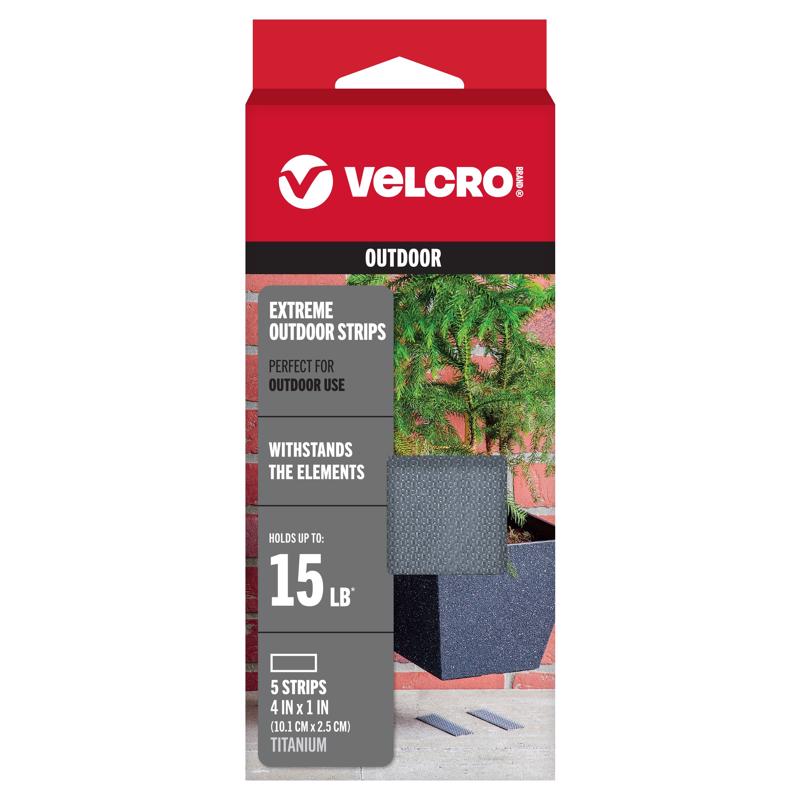 VELCRO Brand Extreme Outdoor Medium Nylon Hook and Loop Fastener 4 in. L 5 pk, Pack of 6