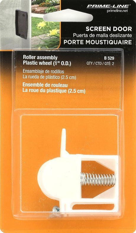 Prime-Line B 529 Roller Assembly, 1 in Dia Roller, 1/4 in W Roller, Polyethylene Roller, Concave Roller, 3/8 in W