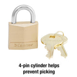 Master Lock 1 in. H X 5/16 in. W X 1-3/16 in. L Brass 4-Pin Cylinder Exterior Padlock