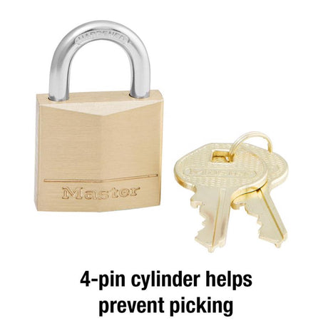 Master Lock 1 in. H X 5/16 in. W X 1-3/16 in. L Brass 4-Pin Cylinder Exterior Padlock