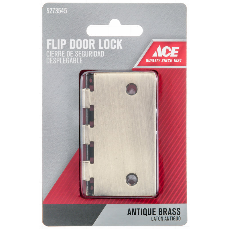 Ace Antique Brass Steel Door Flip Lock 1 pk, Pack of 5