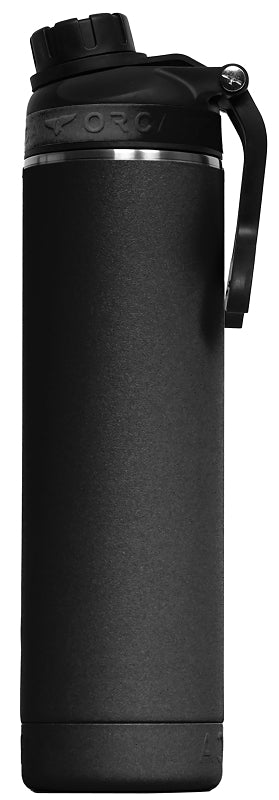 Orca ORCHYD22BK/BK/BK Hydration Bottle, 22 oz, 18/8 Stainless Steel, Black, Powder-Coated