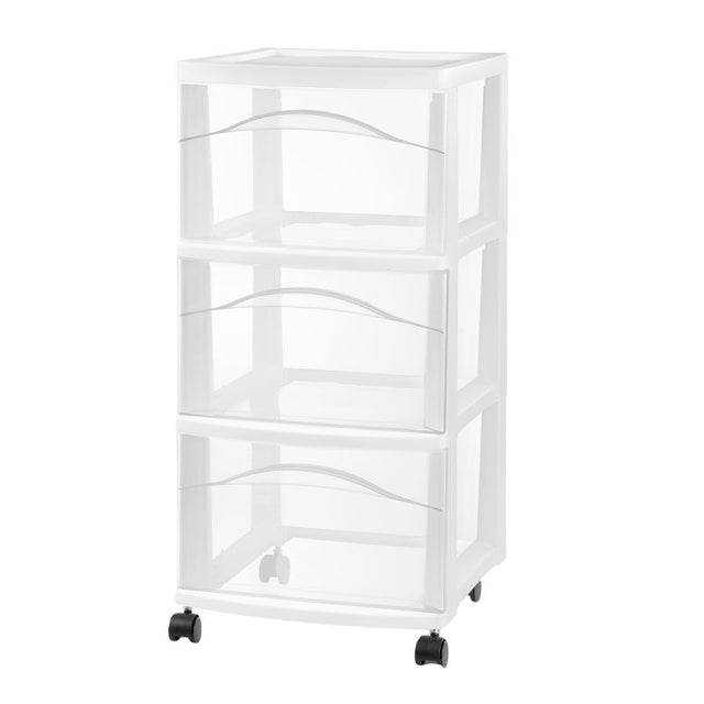 Sterilite 48308002 Drawer Cart, 3-Drawer, Plastic, 12-5/8 in OAW, 24-1/2 in OAH, 14-5/8 in OAD