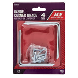 Ace 3 in. H X 4..75 in. W X 3 in. D Zinc Inside L Corner Brace, Pack of 5