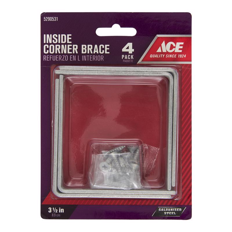 Ace 3-1/2 in. H X 4.75 in. W X 3-1/2 in. D Steel Inside L Corner Brace