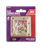 Ace 2-1/2 in. H X 3.75 in. W X 2-1/2 in. D Brass Flat Corner Brace, Pack of 5