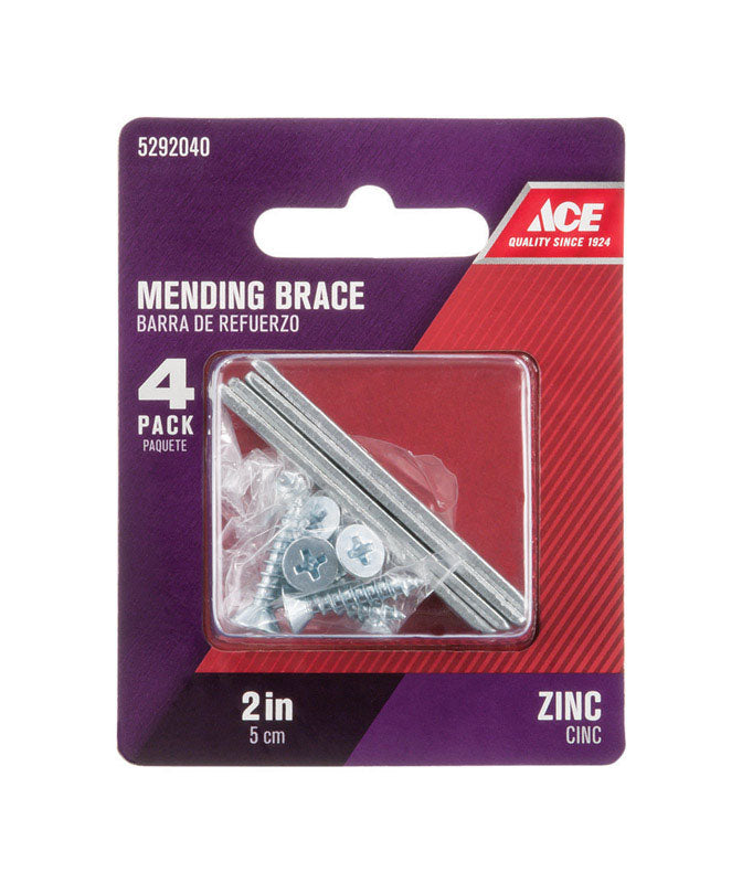 Ace 2 in. H X 0.5 in. W X 1.091 in. L Zinc Mending Brace, Pack of 10