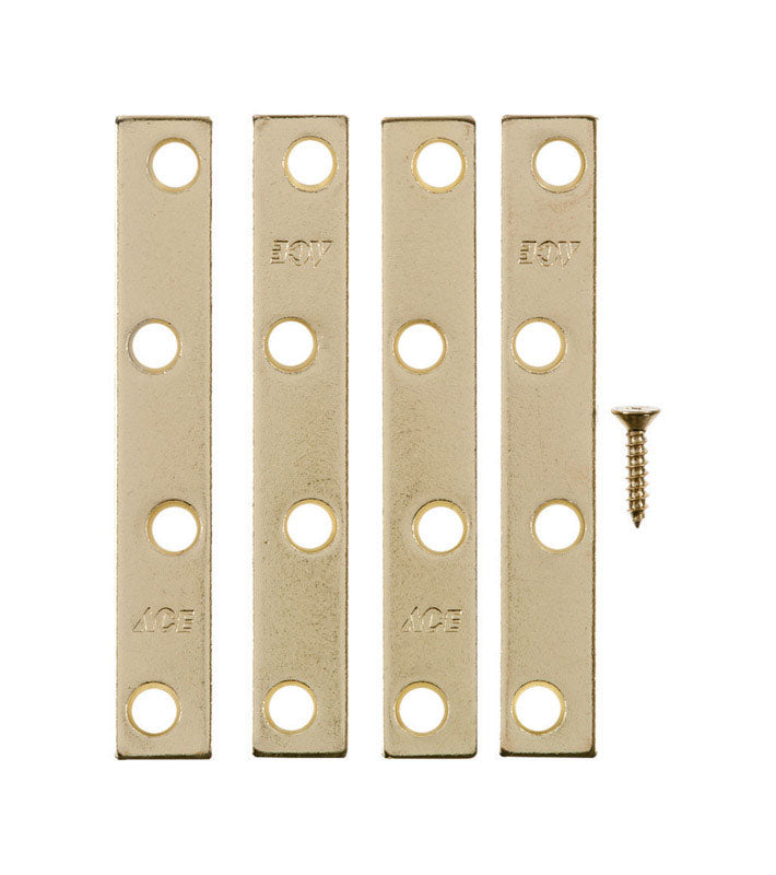 Ace 4 in. H X 0.625 in. W X .72 in. L Bright Brass Mending Brace, Pack of 5