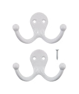 Ace 1-3/4 in. L Painted White Metal Small Double Garment Hook 2 pk, Pack of 5