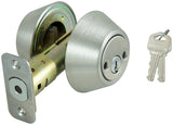 ProSource D262-RU5V Deadbolt, 3 Grade, Stainless Steel, 2-3/8 to 2-3/4 in Backset, KW1 Keyway, Pack of 3