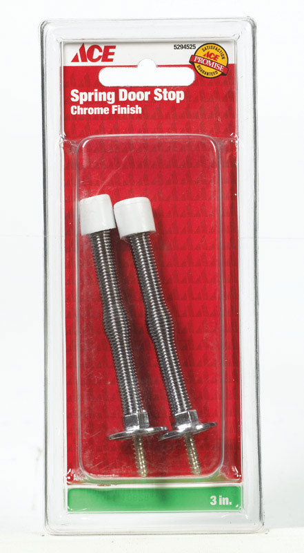 Ace 3 in. W Metal Chrome Yellow Spring Door Stop Mounts to door and wall 0 in., Pack of 5