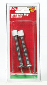 Ace 3 in. W Metal Chrome Yellow Spring Door Stop Mounts to door and wall 0 in., Pack of 5