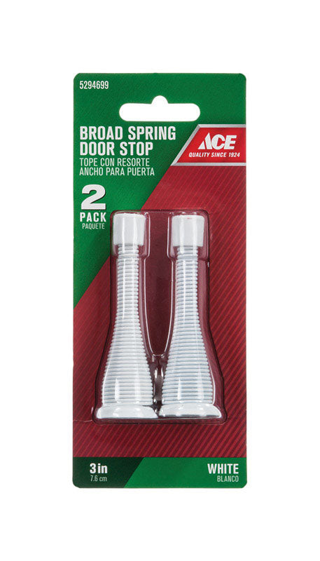 Ace 3 in. W Metal White Spring Broad Base Door Stop Mounts to door and wall 1/8 in., Pack of 5
