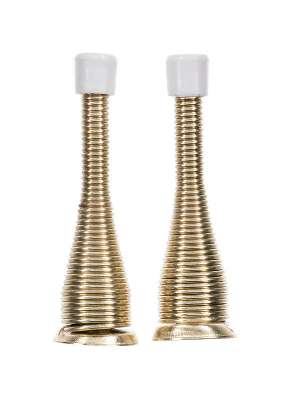 Ace 3 in. W Metal Bright Gold Spring Broad Base Door Stop Mounts to door and wall 1/8 in., Pack of 5