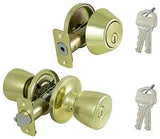 ProSource BS721BRA4F Deadbolt and Entry Lockset, Turn Button Lock, Tulip Design, Polished Brass, 3 Grade, Brass, Pack of 2