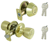 ProSource BS721BRA4F Deadbolt and Entry Lockset, Turn Button Lock, Tulip Design, Polished Brass, 3 Grade, Brass, Pack of 2