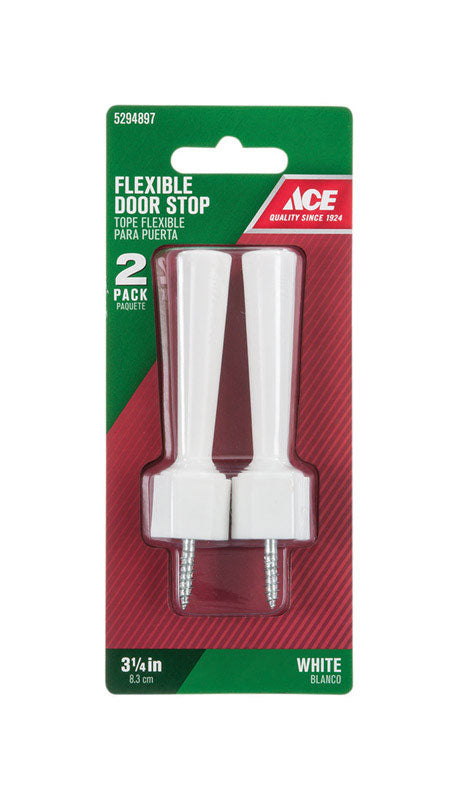 Ace 3-1/4 in. W Plastic White Flexible Door Stop Mounts to door and wall 0 in., Pack of 5