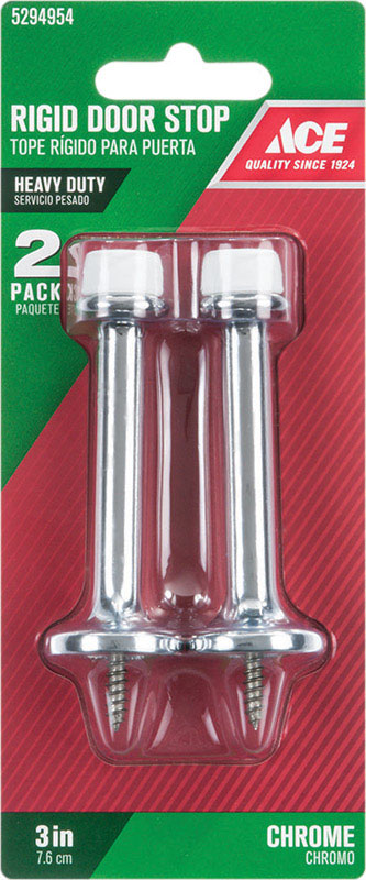 Ace 3 in. W Metal Chrome Yellow Rigid Door Stop Mounts to door and wall 1/8 in., Pack of 5