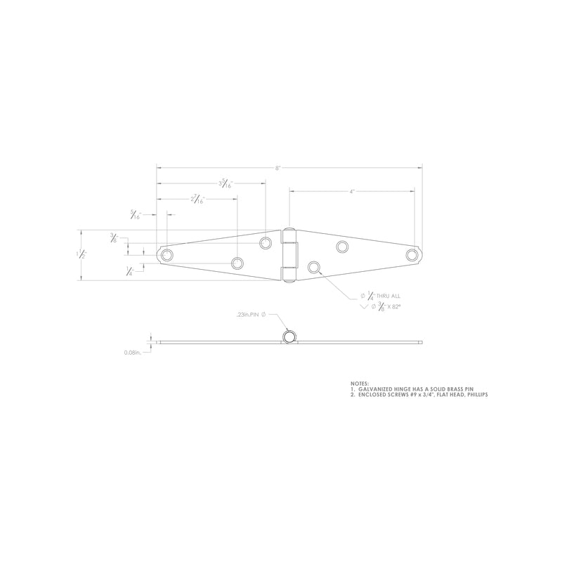 Ace 4 in. L Galvanized Light Duty Strap Hinge 2 pk