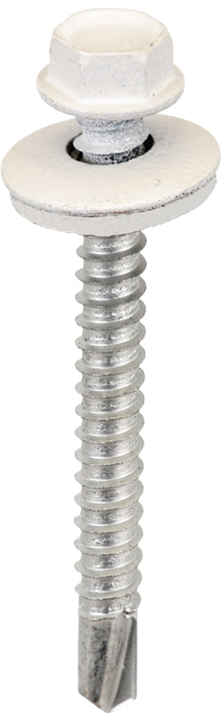 Acorn International SW-MM122W250 Screw, 2 in L, Hex Drive, Self-Drilling Point, Powder-Coated, White, 250/BAG