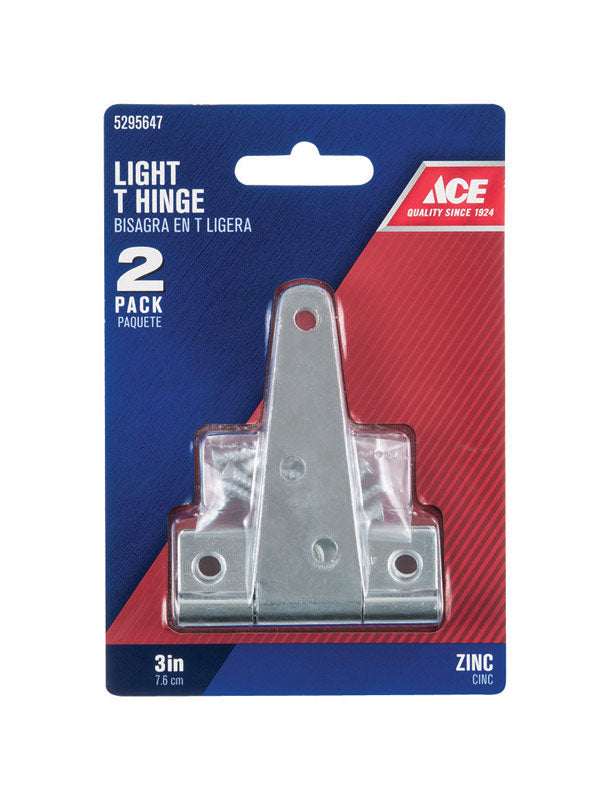 Ace 3 in. L Zinc-Plated Light Duty T Hinge 2 pk, Pack of 5