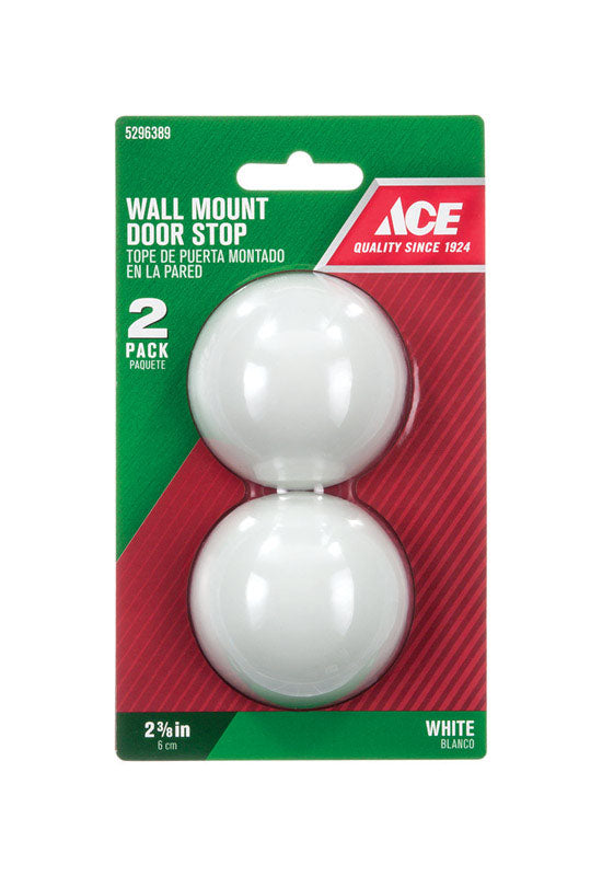 Ace 2-3/8 in. W Rubber White Wall Door Stop Mounts to wall 0 in., Pack of 5