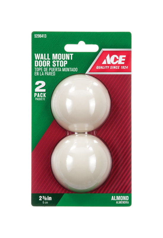 Ace 2-3/8 in. W Plastic Almond Wall Door Stop Mounts to wall 0 in., Pack of 5