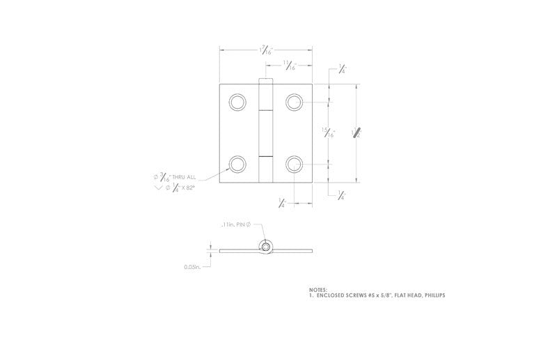 Ace .95 in. W X 1-1/2 in. L Stainless Steel Silver Stainless Steel Narrow Hinge 2 pk