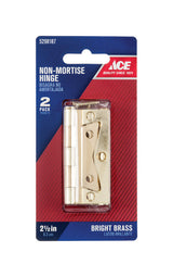 Ace 2.75 in. W X 2-1/2 in. L Bright Brass Brass Non-Mortise Hinge 2 pk, Pack of 5