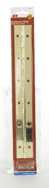 Ace 1-1/2 in. W X 12 in. L Bright Brass Steel Continuous Hinge 1 pk