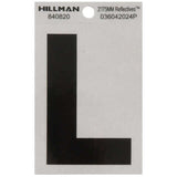 HILLMAN 3 in. Reflective Black Vinyl Self-Adhesive Letter L 1 pc, Pack of 6