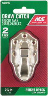 Ace Bright Brass Decorative Drawer Catch 2.87 in. 2 pk