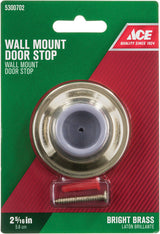 Ace 2-5/16 in. W Solid Brass w/Rubber Stop Bright Gold Wall Door Stop Mounts to door and wall 1/8 in, Pack of 5