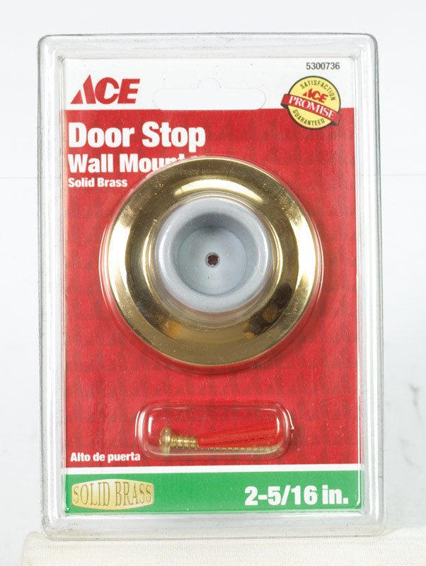 Ace 2-5/16 in. W Solid Brass Gold Wall Door Stop Mounts to door and wall 1/8 in.