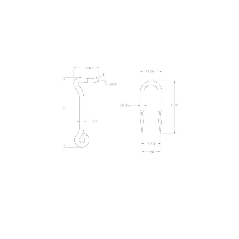 Ace 0.44 in. L Zinc Wire Staple Gate Hook 1 pk, Pack of 5