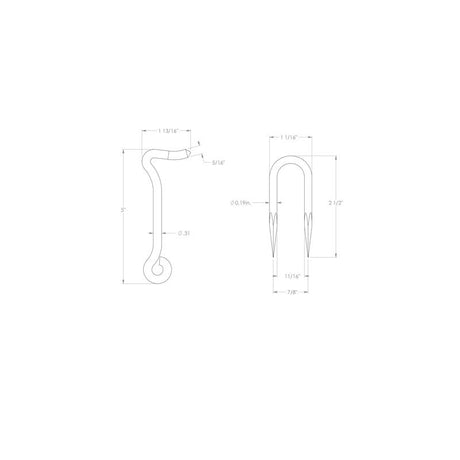 Ace 0.44 in. L Zinc Wire Staple Gate Hook 1 pk, Pack of 5
