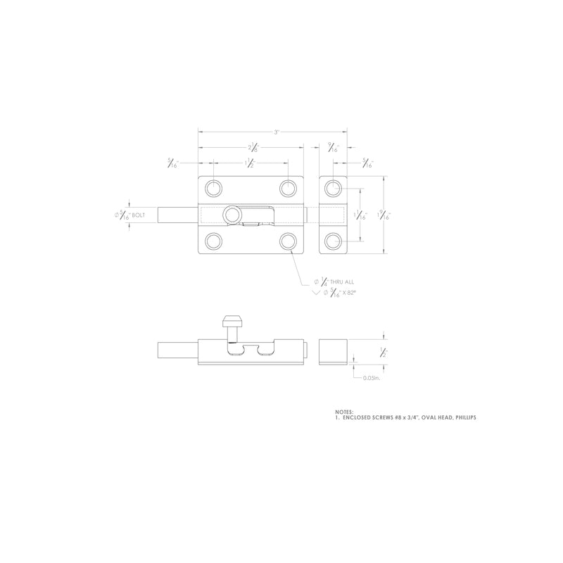 Ace 3 in. L Zinc-Plated Steel Barrel Bolt 1 pk