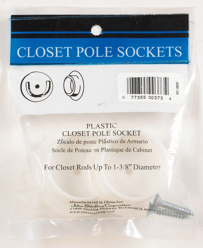 John Sterling Pro 1-3/8 in. L X 1-3/8 in. D Powder Coated Plastic Rod Socket, Pack of 25