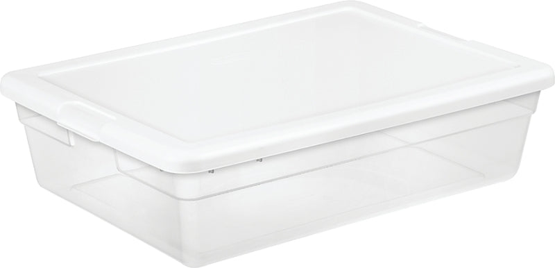 Sterilite 16558010 Storage Box, 28 qt Capacity, Plastic, Clear/White, Pack of 10