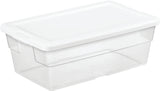 Sterilite 16428012 Storage Box, Plastic, Clear/White, 13-5/8 in L, 8-1/4 in W, 4-7/8 in H, Pack of 12