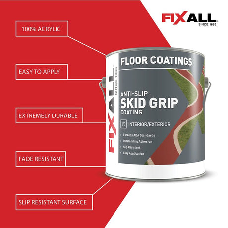 FixALL Skid Grip Series F06511-1-E Anti-Slip Coating, Flat, Tintable White, 1 gal