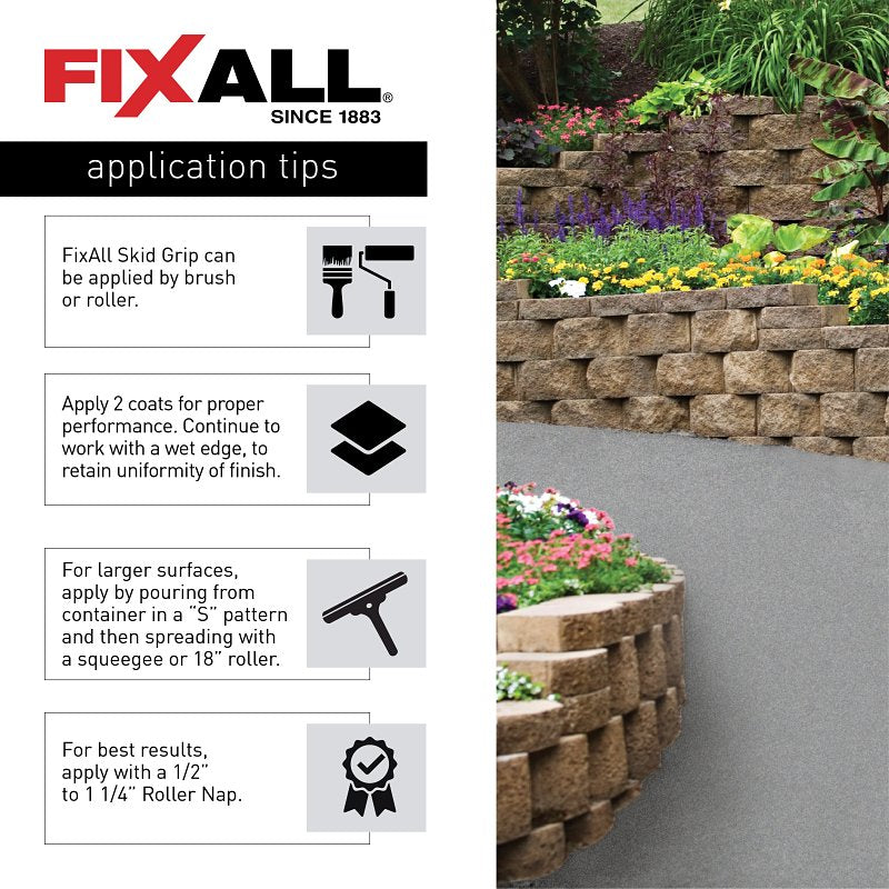 FixALL Skid Grip Series F06565-1-E Anti-Slip Coating, Flat, Slate, 1 gal