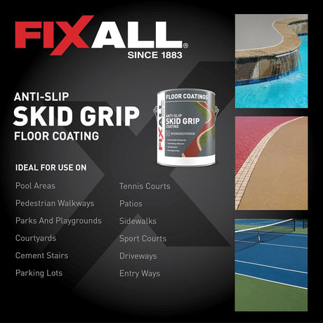 FixALL Skid Grip Series F06565-1-E Anti-Slip Coating, Flat, Slate, 1 gal