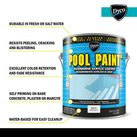 Dyco POOL PAINT DYC3150/1 Swimming Pool Paint, Semi-Gloss, White, 1 gal