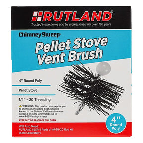 Rutland Chimney Sweep PS-4 Pellet Stove Vent Brush, 4 in Dia Brush, 10 in, 20 in L Brush, Poly Trim
