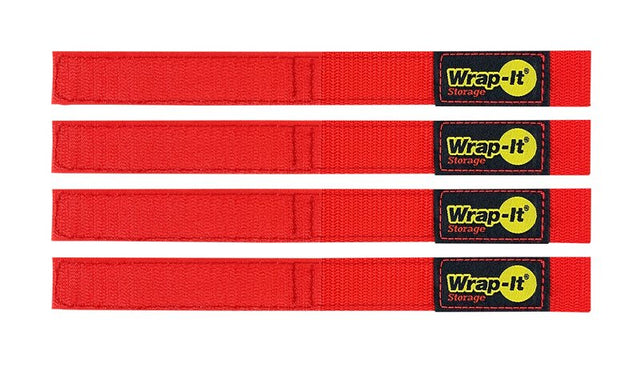 Wrap-It Storage 104-BS-9RE Hook and Loop Strap, 1 in W, 9 in L, Polypropylene, Red