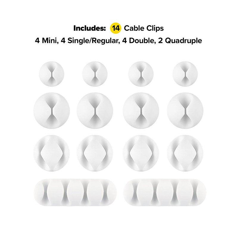 Wrap-It Storage 514-CLIPS-WH Assorted Cable Clip, White